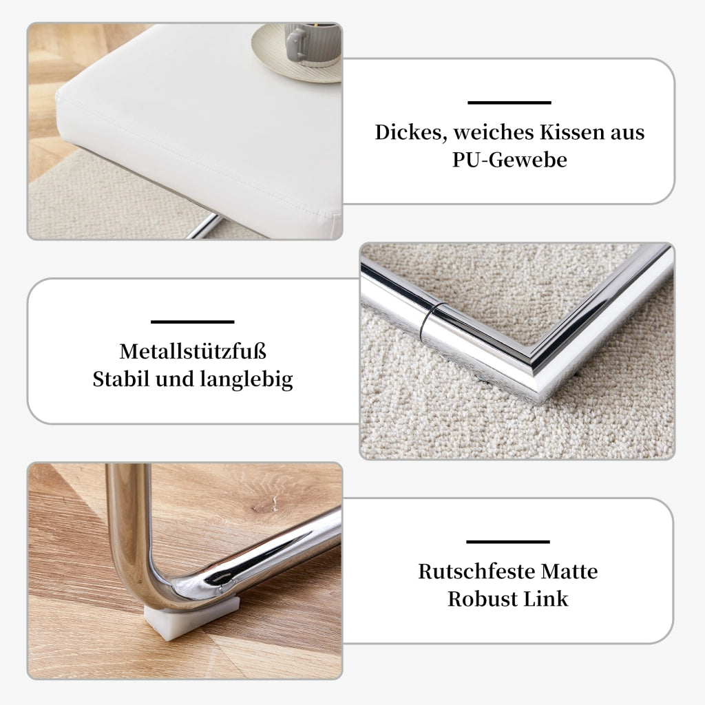 Bout de lit in pelle PU con struttura metallica, facile da pulire e versatile per ingresso e sala da pranzo, bianco 130 cm