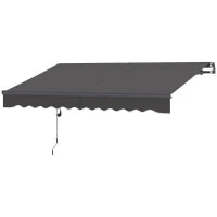 Tenda a Bracci Estensibili Elettrica con Manovella Regolabile in Altezza 300 cm di Larghezza, Grigio Scuro