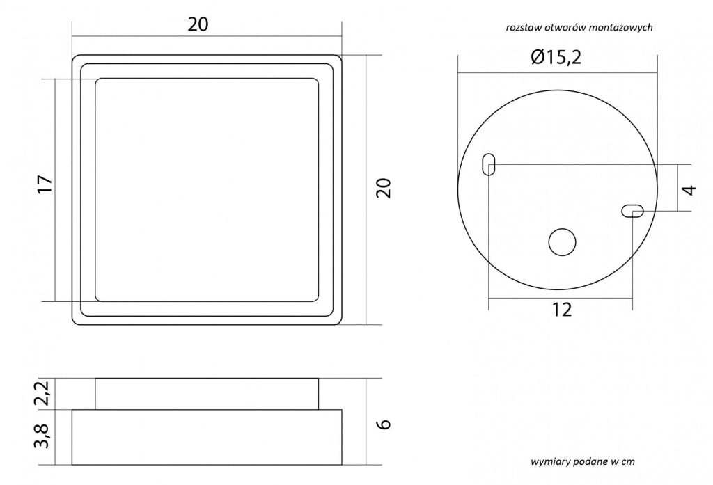Plafoniera esterna LED 18W quadrata grigio scuro IP65