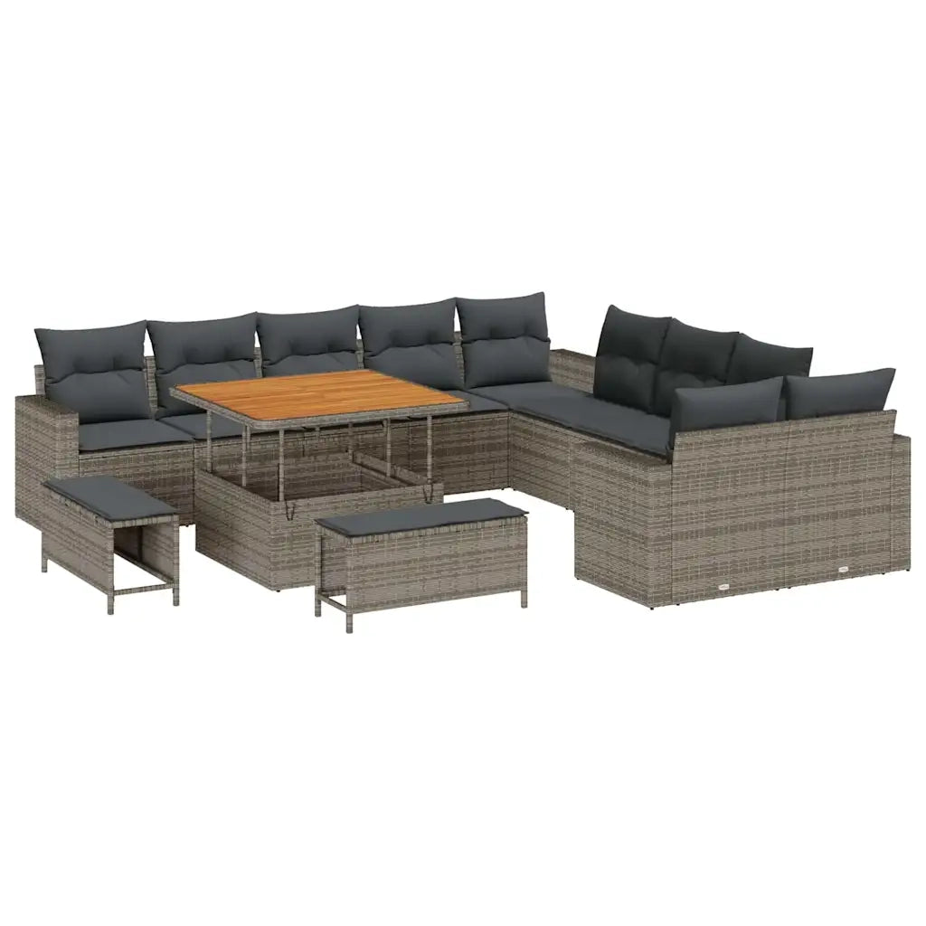 Set Divano da Giardino con cuscino 17 pcs Grigio polyrattan 3363618