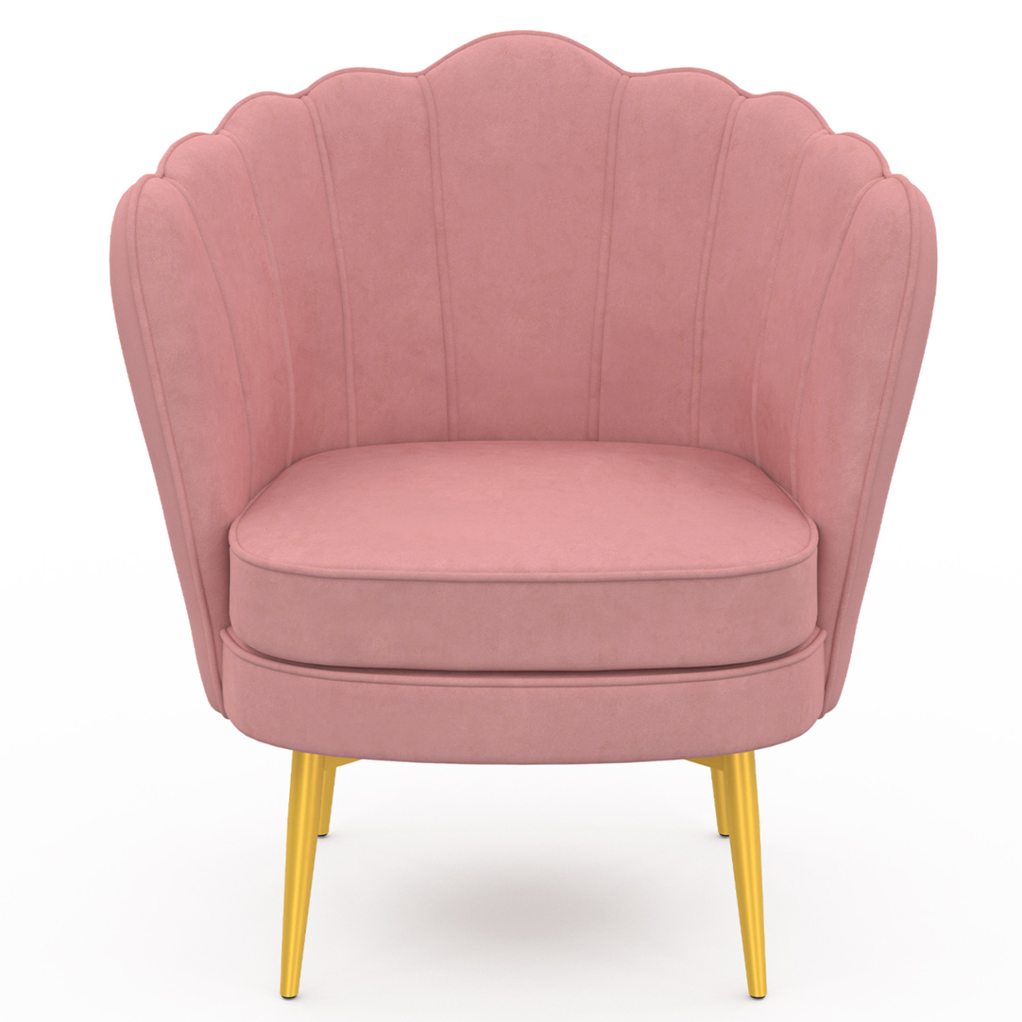 IDMarket - ADELLA sillón de concha de terciopelo rosa con patas doradas