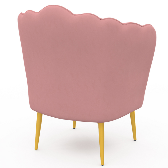IDMarket - ADELLA sillón de concha de terciopelo rosa con patas doradas