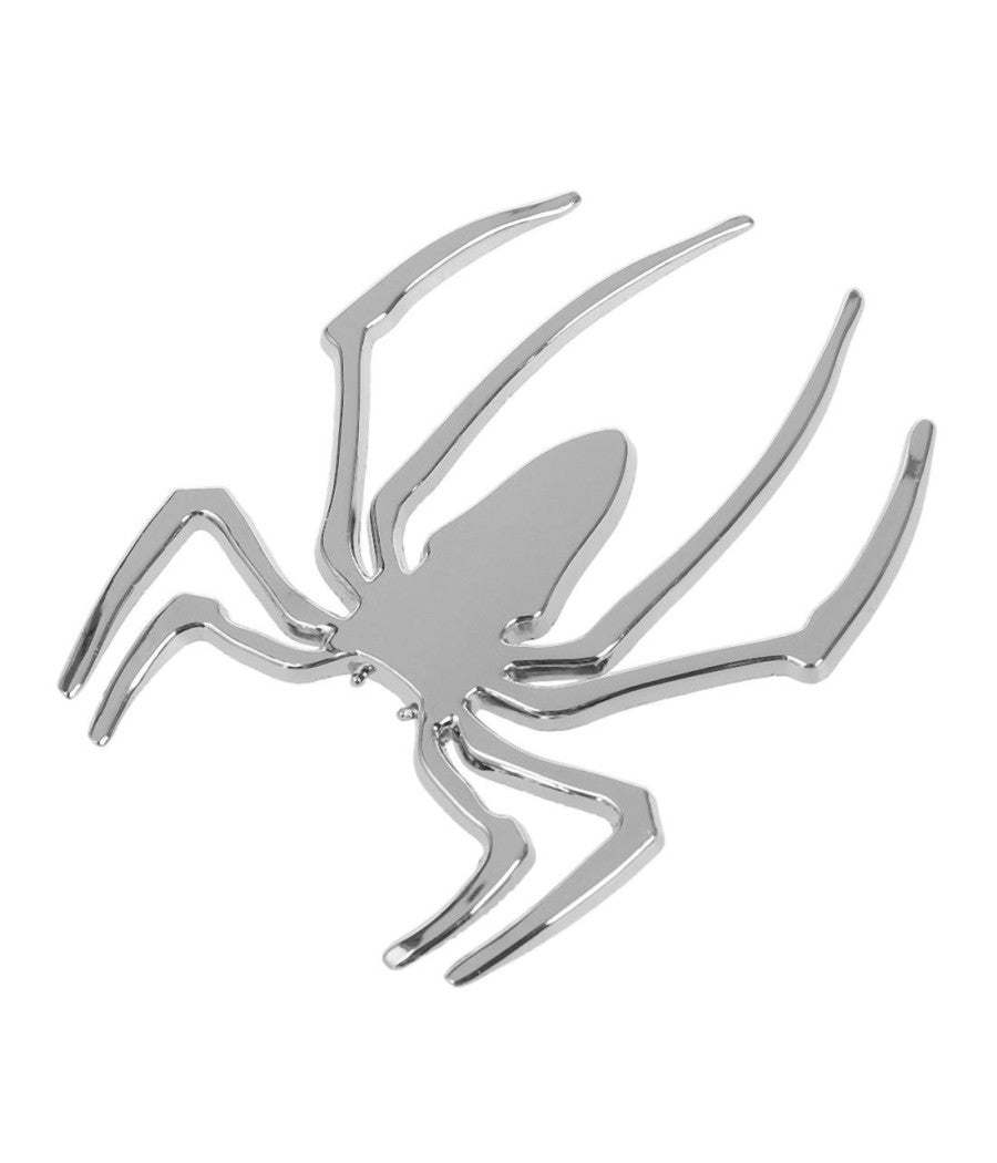 Adesivo 3d In Metallo Cromato Per Auto Figura Stemma Ragno Spider Sticker         