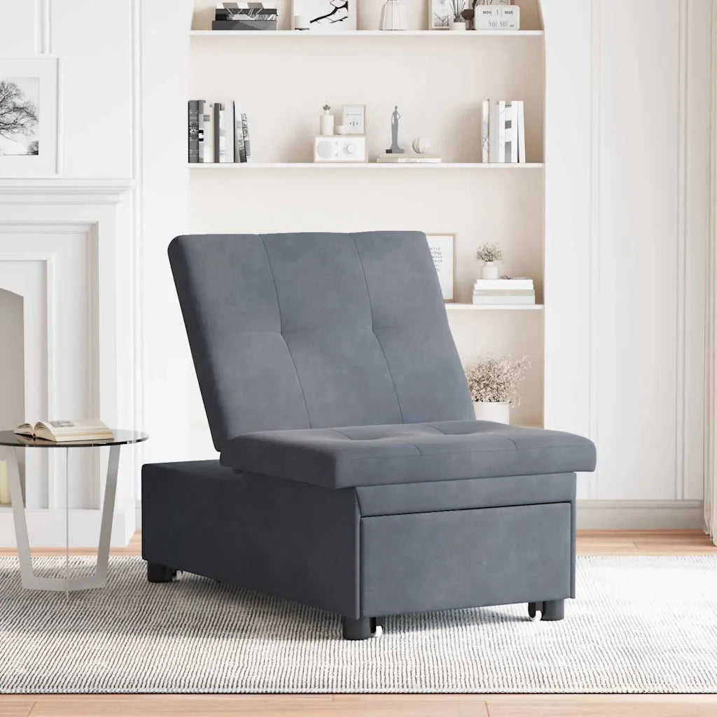 vidaXL Divano Letto Grigio scuro 67 x 194 x 38 cm Velluto
