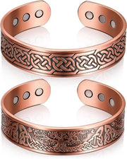 Cinturini Magnetici in Rame con Disegno a Ramo e Celtico - 3500 Gauss - Adattabili - 9 Magnet - Per Uomo e Donna - 2 Stili