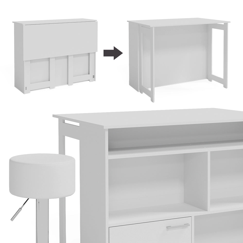 Vicco Tavolo bar con sgabelli Bianco 116 x 37 cm con 2 sgabelli da bar