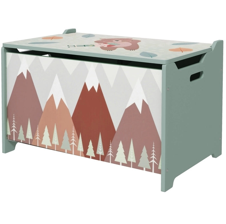 Cassapanca portagiochi per bambini 60x37x39 cm verde – coperchio sicuro