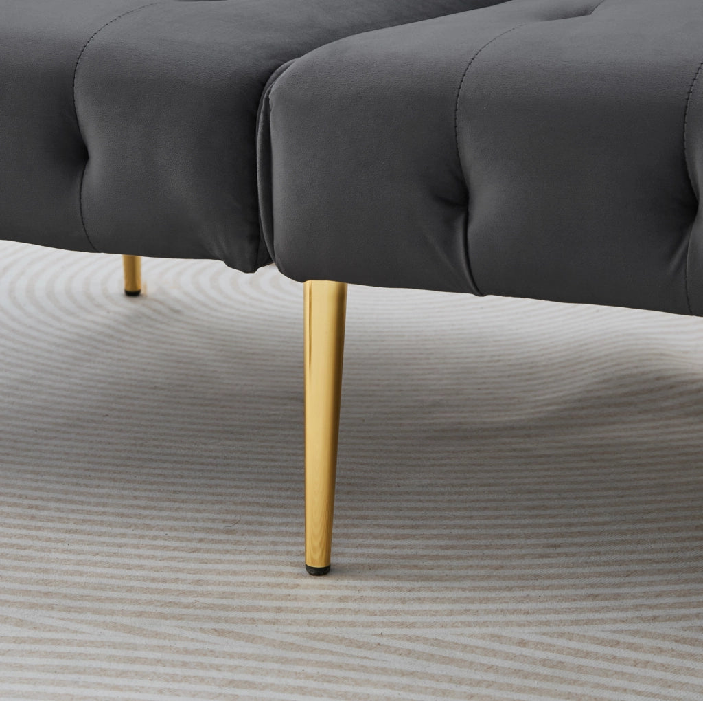 Divano letto 215x81.5 cm con schienali regolabili in schiuma grigio antico