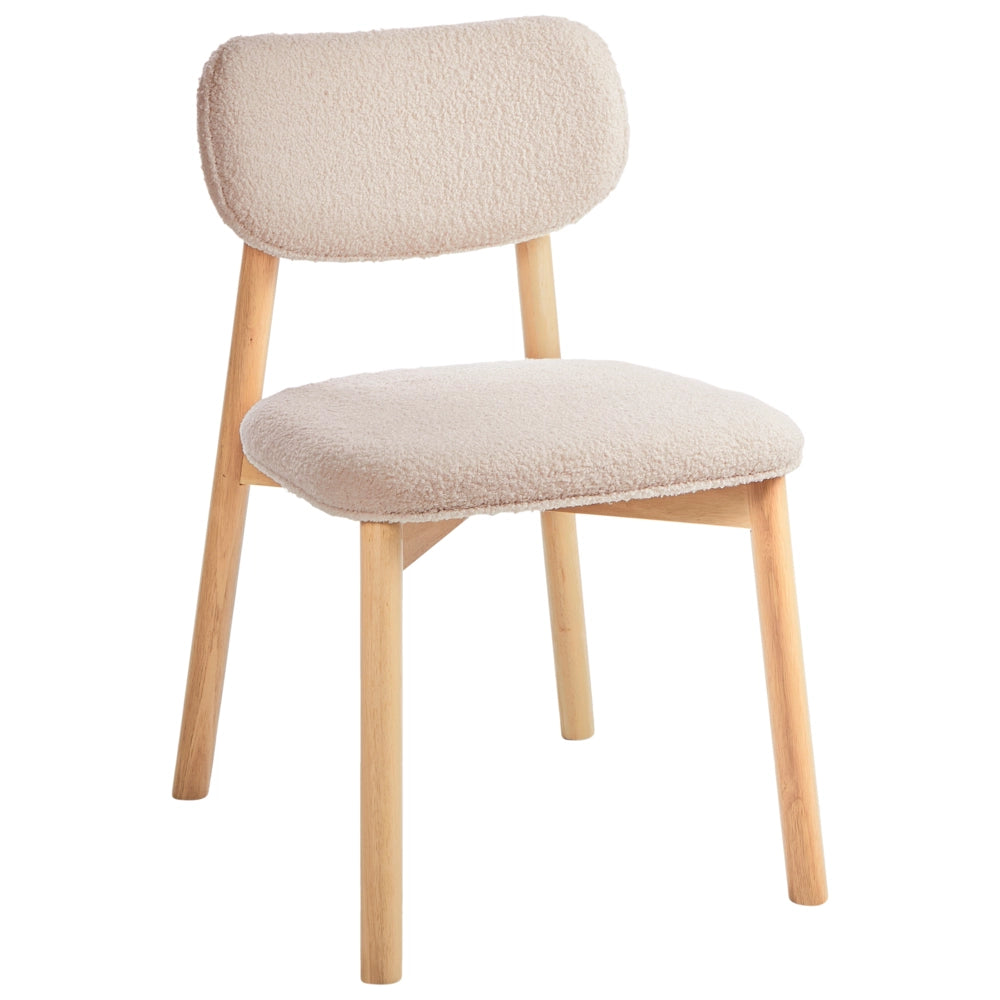 Set di 2 sedie da pranzo con struttura in legno di gomma boucle marrone chiaro e beige Seduta e schienale imbottiti Sala da pranzo Cucina