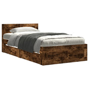 Letto singolo | Letto per adulti | Giroletto con Testiera Rovere Fumo 90x200 cm Legno Multistrato