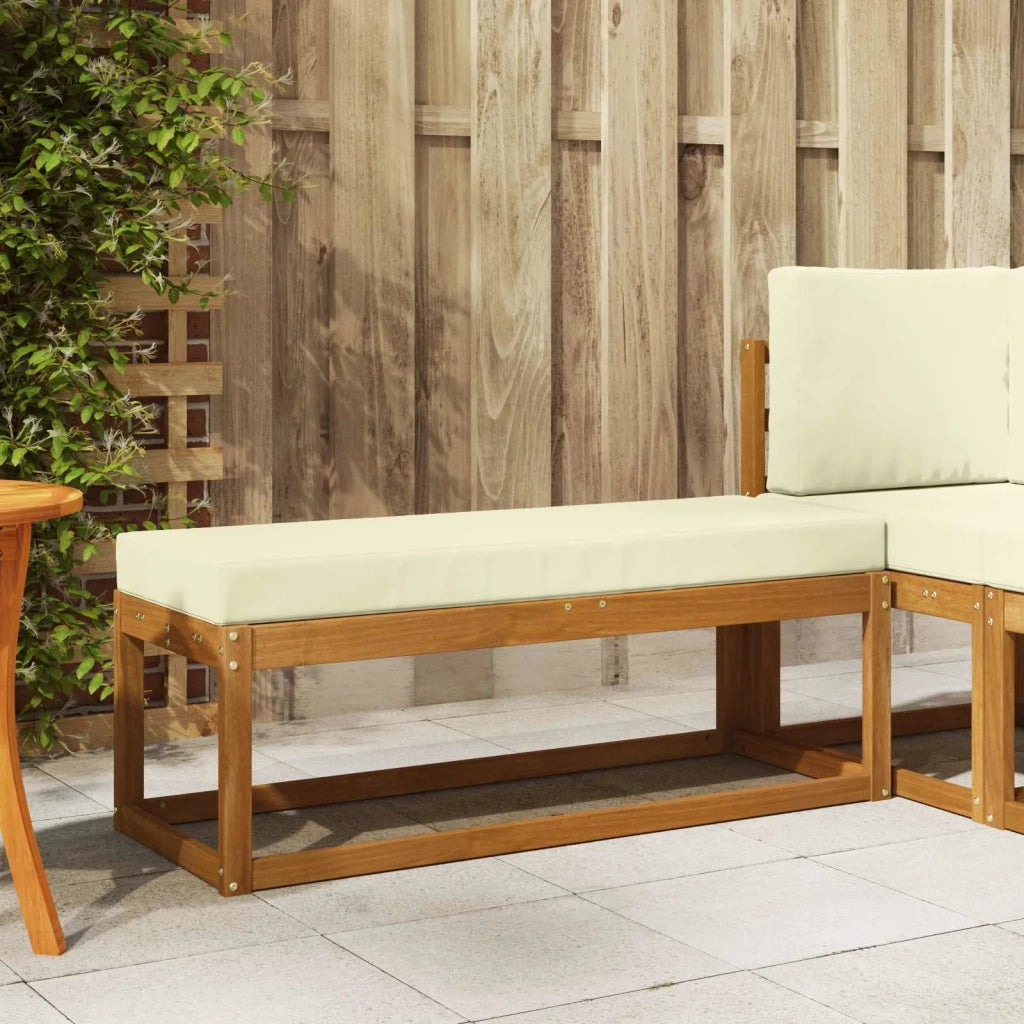 Sedia da giardino-Panca da esterno con cuscino Naturale e Crema 115 x 43 x 45 cm