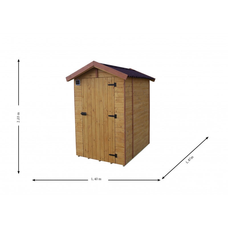 Casetta in legno con WC secco, lavamani e LED solare – 120x160 cm – pannelli 16 mm – toilette autonoma da esterno – ED1419WC Foresta