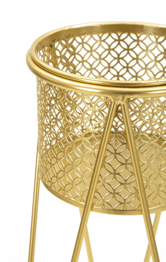 Porta Vasi Nat Coppia 21x20x46 cm - 18x18x32 cm in Ferro Oro