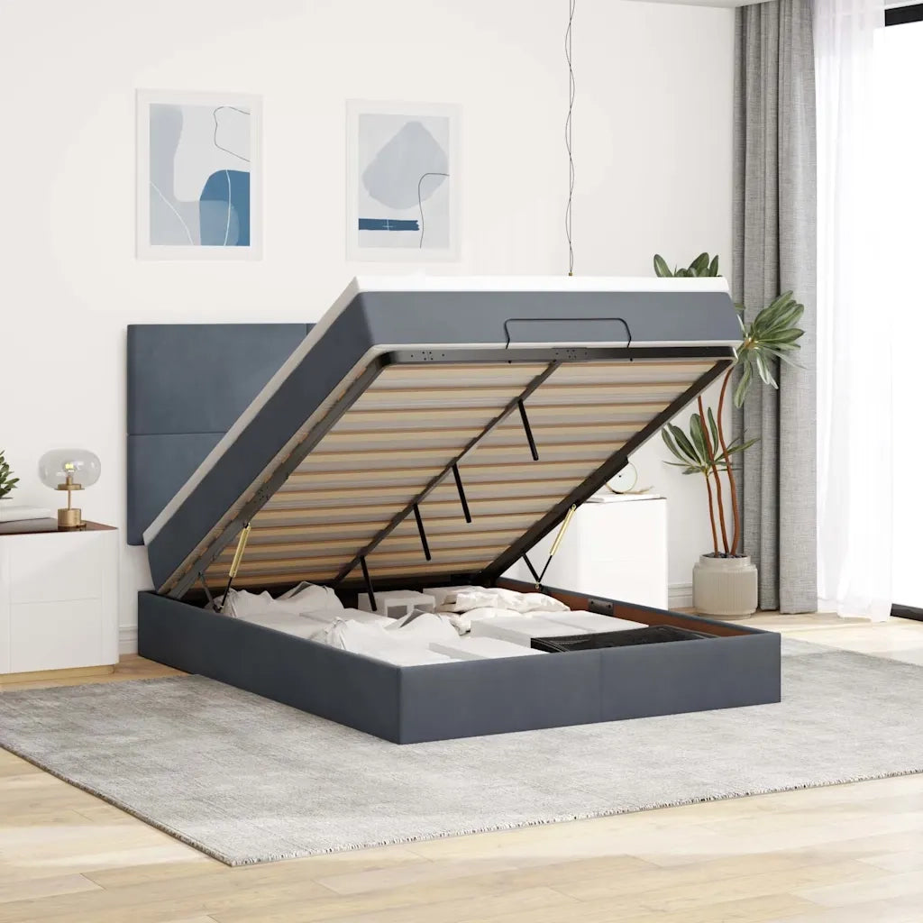 vidaXL Struttura Letto Pouf con Materassi 140x200 cm in Velluto