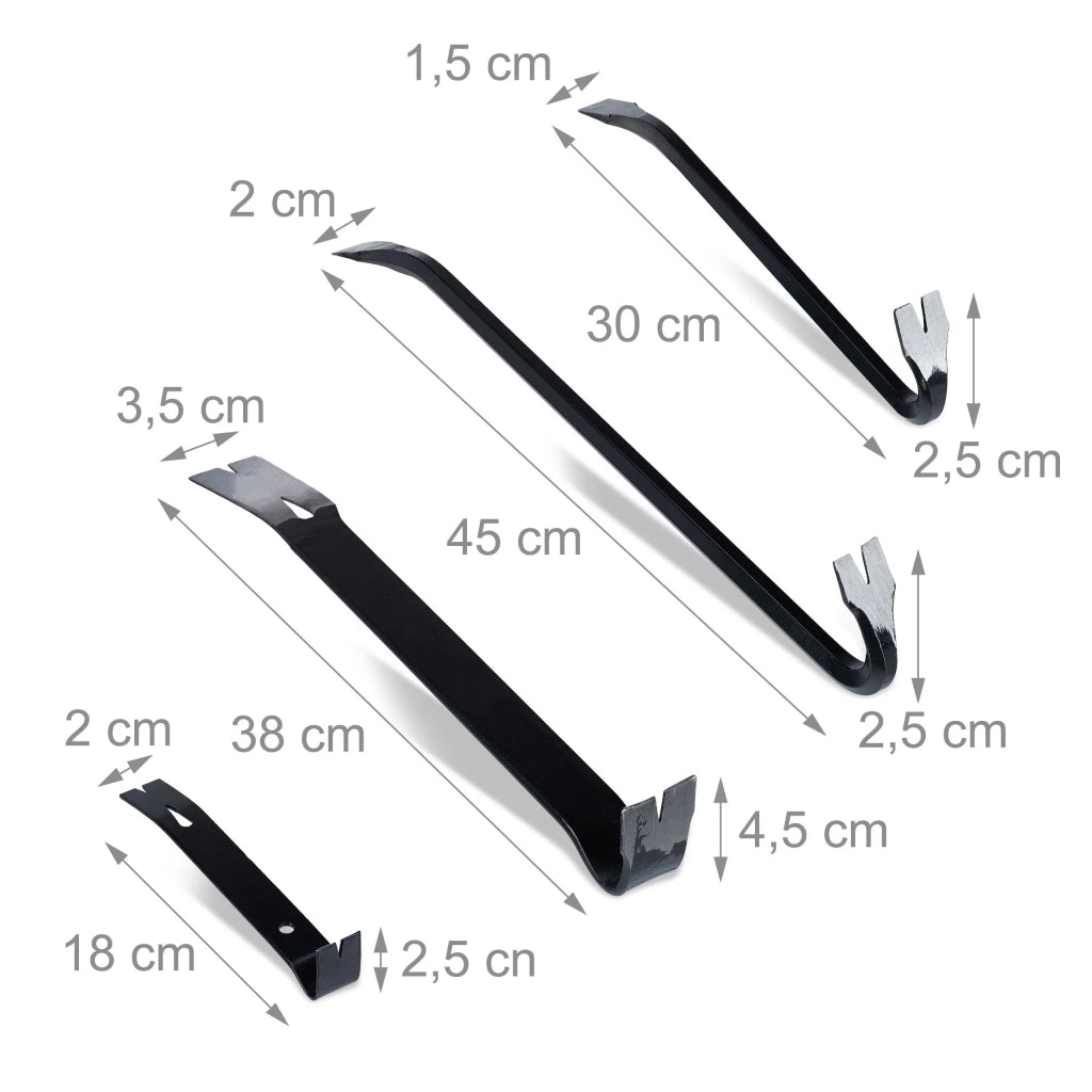 Set di 4 utensili a leva multiuso demolizione ristrutturazione 55 x 5 x 2 cm in acciaio temperato grigio 13_0017937