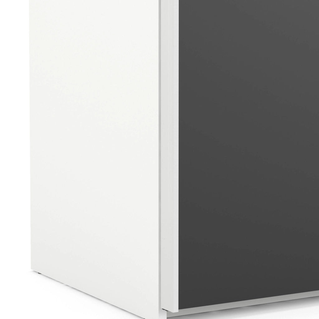 Guardaroba 2 ante Catalina, Mobile camera da letto, Cabina armadio portabiti, Armadio appendiabiti, 243x61 h220 cm, Bianco e Nero