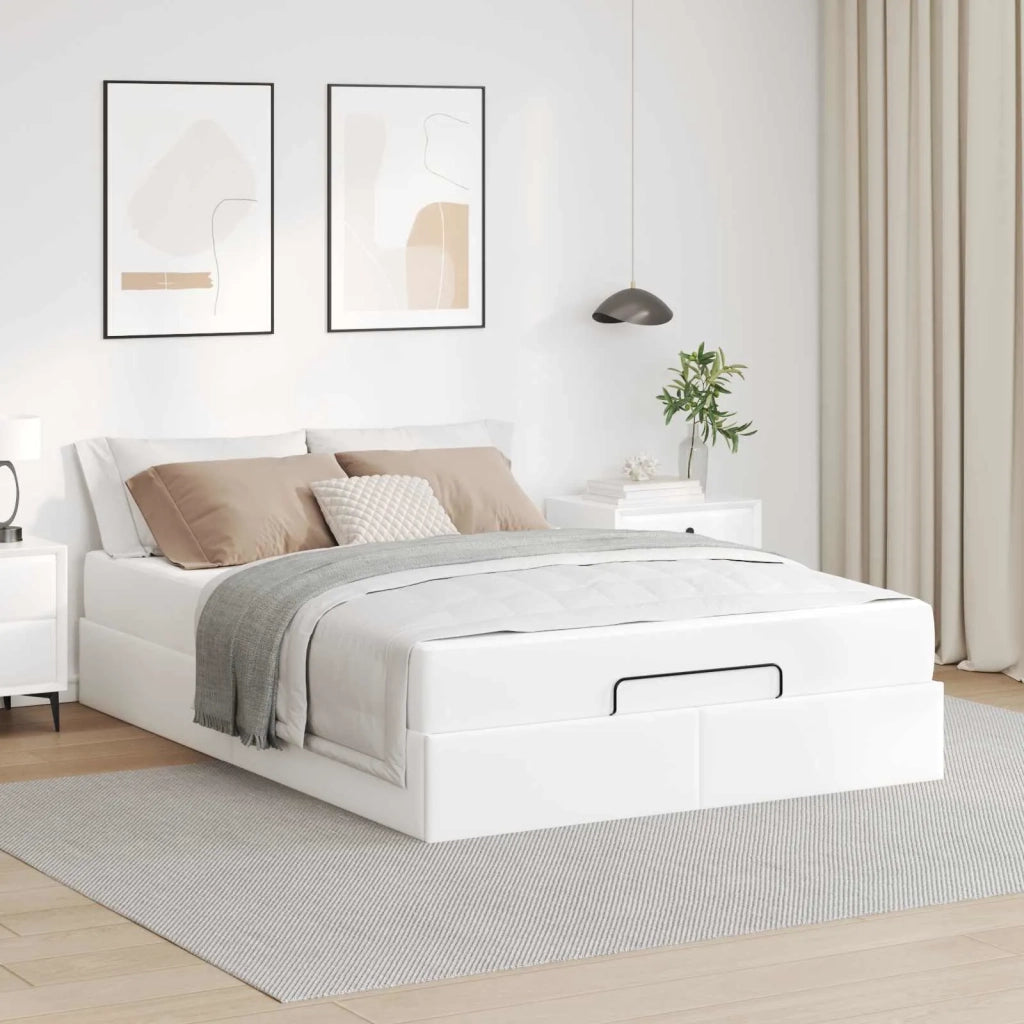 Struttura letto con materasso con materasso 2 pcs Bianco PVC