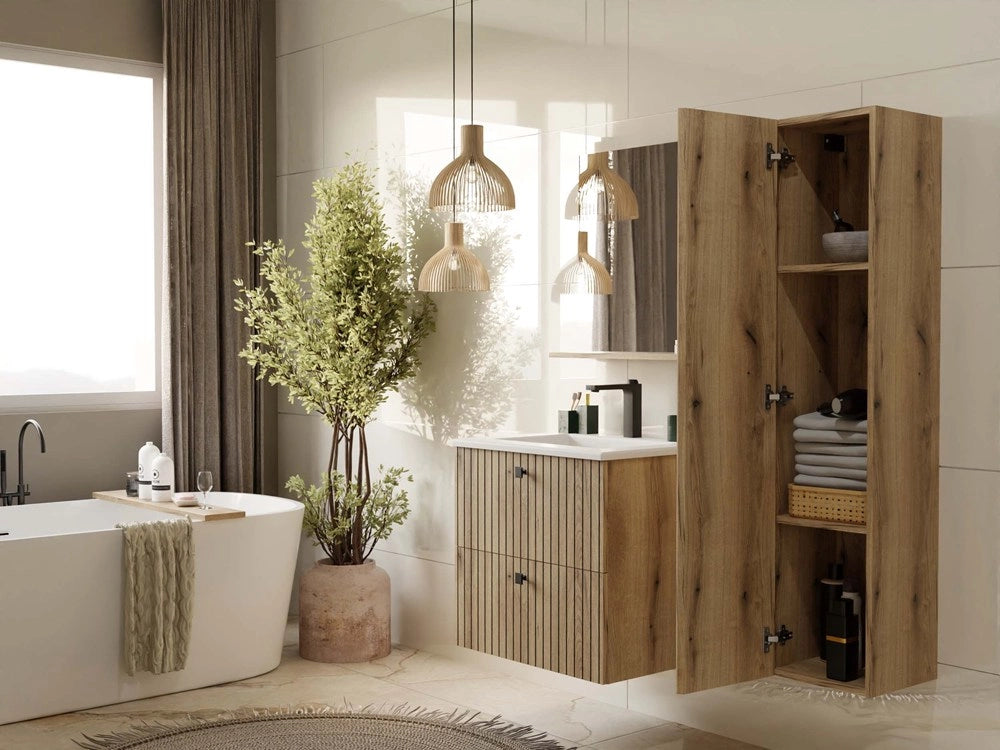 Specchio bagno con ripiano TIGO 60x61,5 cm rovere EVOKE per bagno ingresso