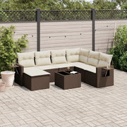 Set Divani da Giardino 8 pz con Cuscini Marrone in Polyrattan 3252850