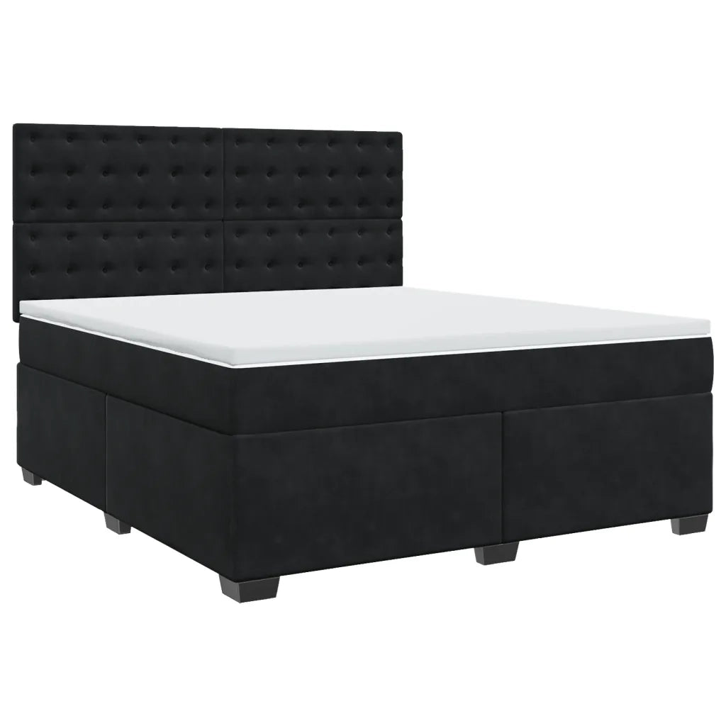 Giroletto a Molle con Materasso Nero 180x200 cm in Velluto 3290992