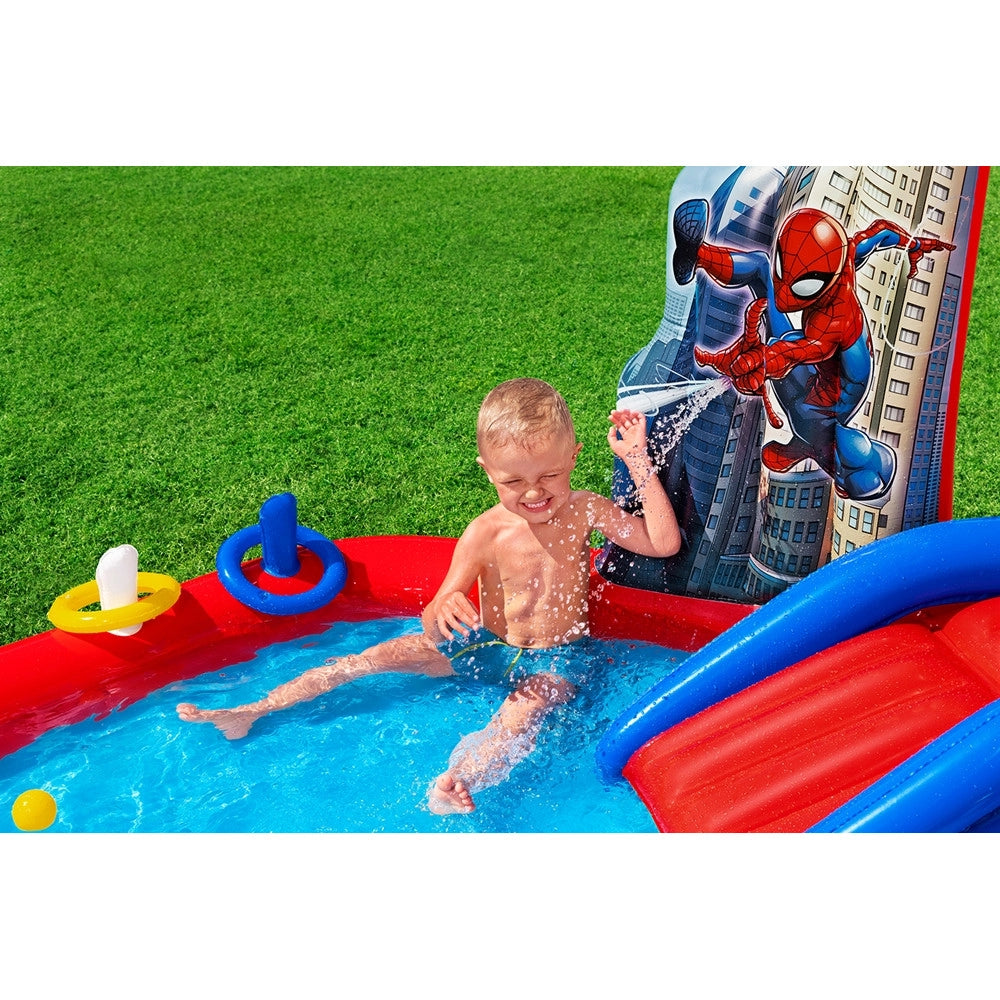 Trade Shop - Centro Giochi Acquatico Spider-man Gonfiabile Piscina 211x206x127cm Anelli Palline 98793 -