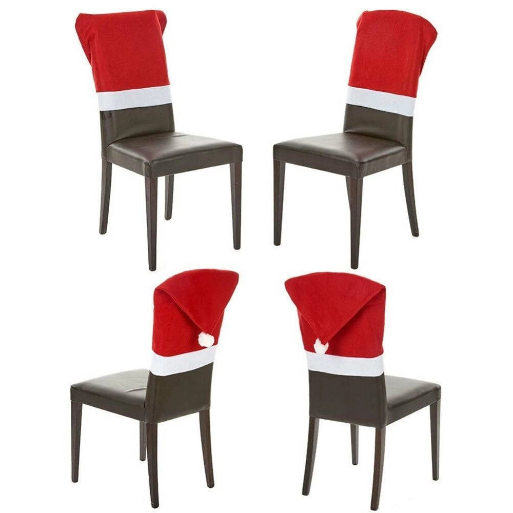 Trade Shop - Set 4 Pezzi Copri Sedia Coprisedia Decorazioni Per Sedie Natalizie 70x52cm Rosso -