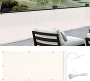 Schermo per balcone, protezione vista, in HDPE, protezione UV, trasparente alla luce, rivestimento balcone con cavi avvolgenti, 80 x 400 cm, bianco crema