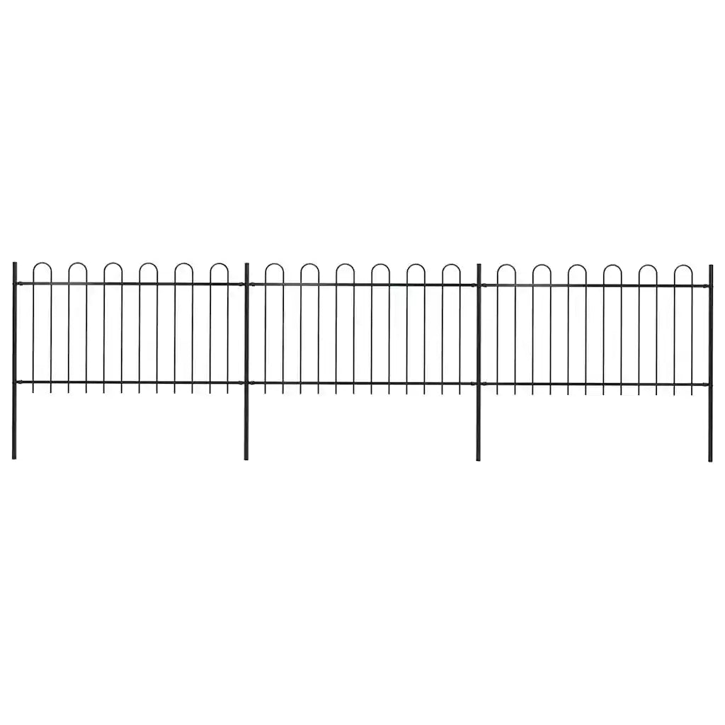 Recinzione da Giardino con Parte Superiore ad Anello in Acciaio 504x100 cm Nera 277658