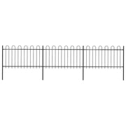 Recinzione da Giardino con Parte Superiore ad Anello in Acciaio 504x100 cm Nera 277658