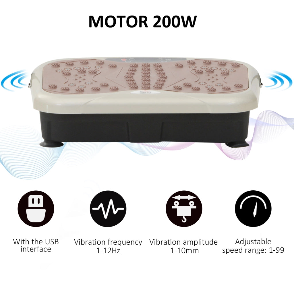 Piattaforma Vibrante con Altoparlante USB, Display LED, Bande Elastiche e Telecomando