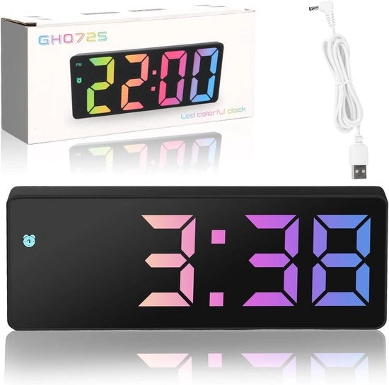 Orologio da notte digitale con cavo – Orologio digitale – Camera da letto – Comodino – Orologio LED da notte – Orologio da tavolo – Orologio da parete – Orologio da notte per letto