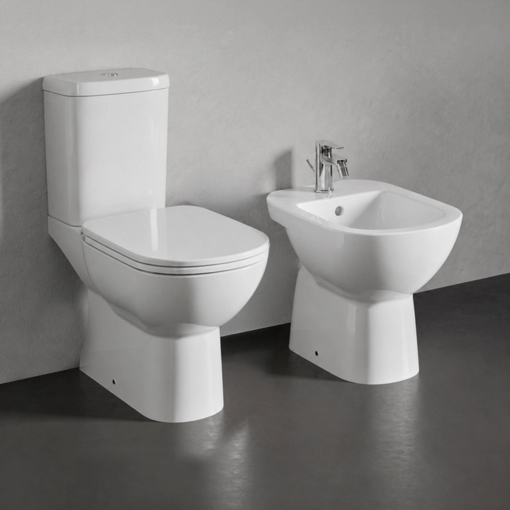 Set sanitari monoblocco con entrata dal basso bidet e sedile wc Gemma 2 Dolomite