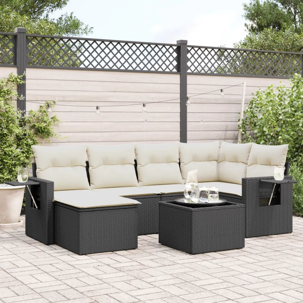 Set Divani da Giardino con Cuscini 7pz Nero Polyrattancod mxl 112399