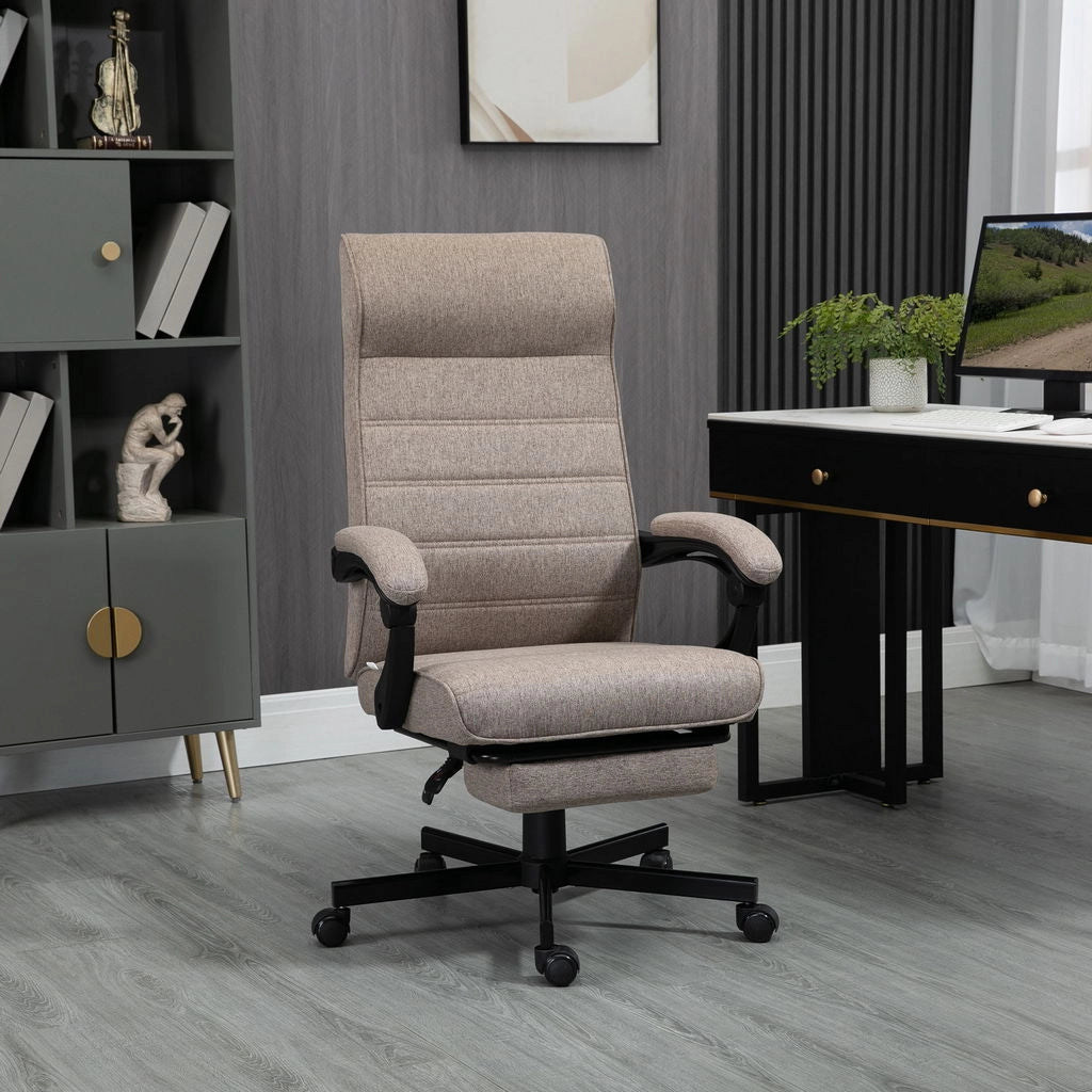 SEDIA DA UFFICIO CON ALTEZZA REGOLABILE, POGGIAPIEDI INCLUSO E SEDUTA IMBOTTITA, 68X67X106-114 CM, MARRONE
