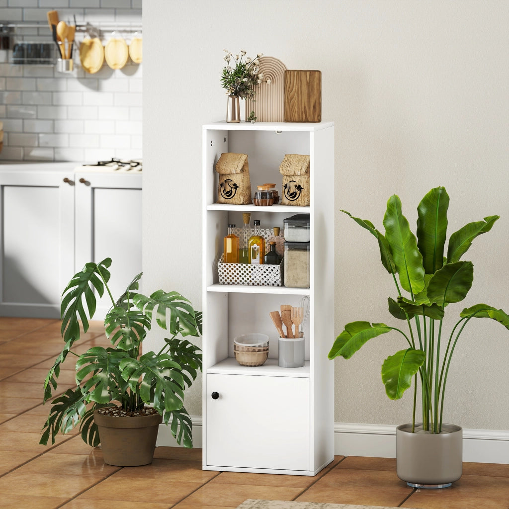 Libreria Moderna 4 Livelli con Anta ¨C zephmum ¨C Bianco 40x30x120 cm