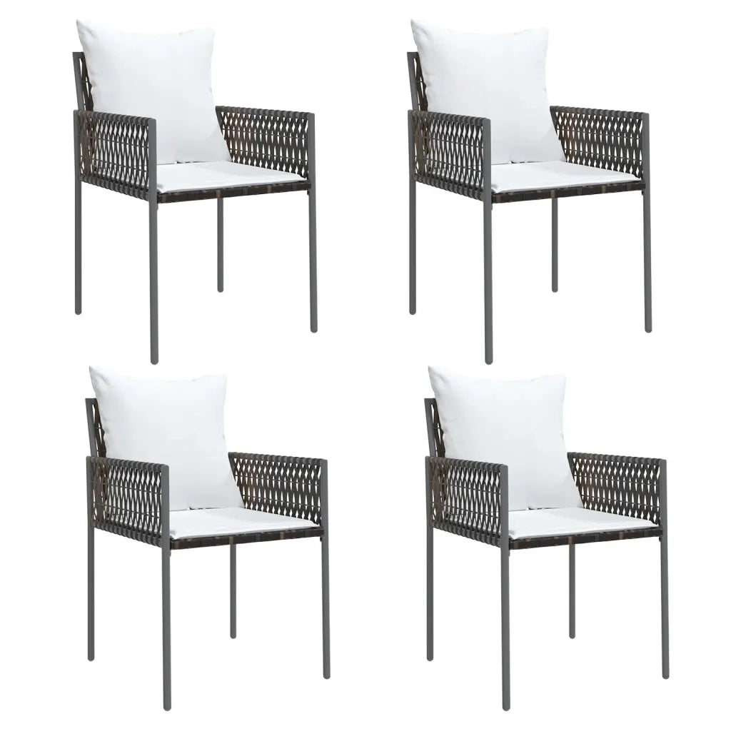 Set Pranzo da Giardino 5pz con Cuscini in Polyrattan e Acciaio