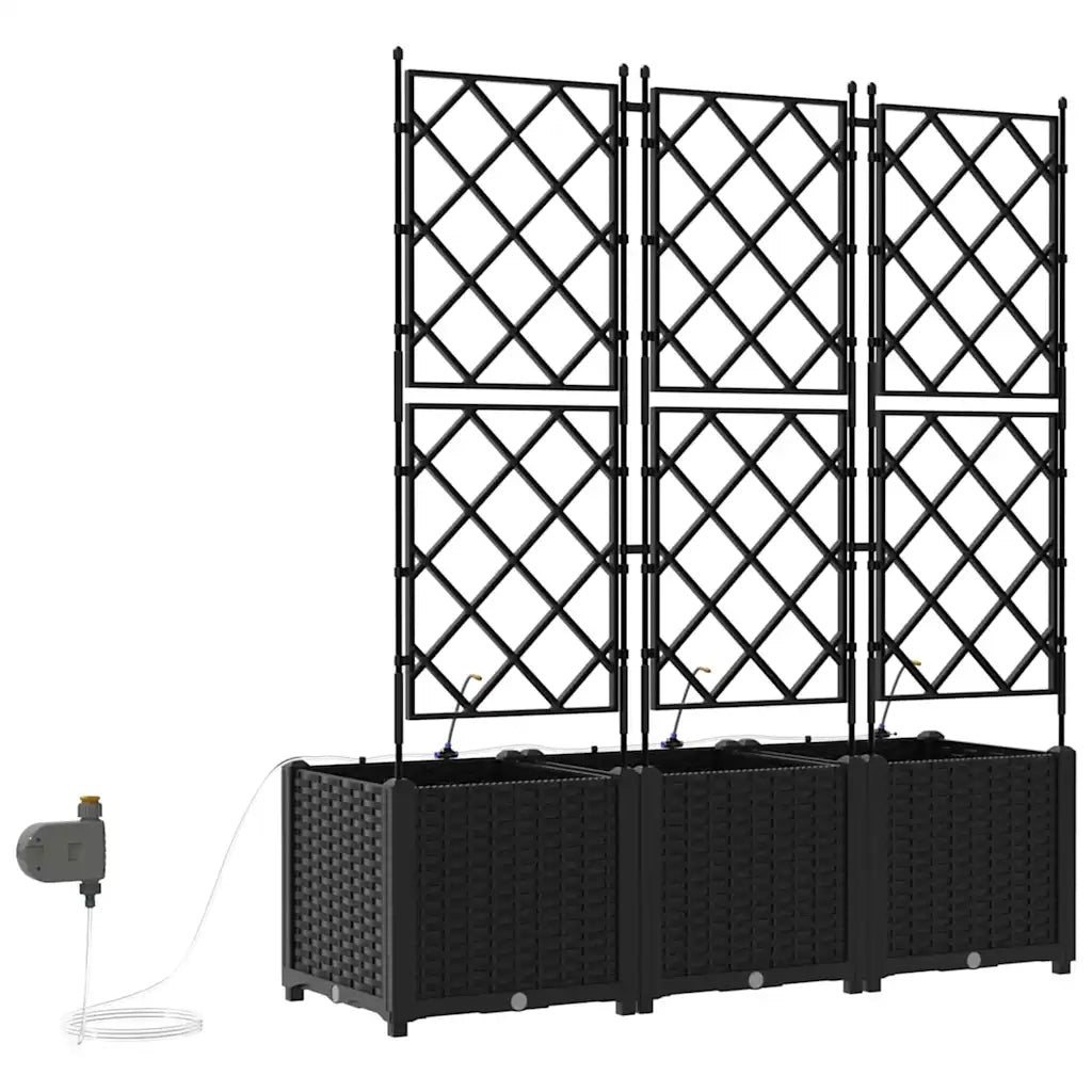 Fioriere | Cassetta per fiori | Vaso da giardino 3 pz Nero 120 x 40 x 142 cm Plastica