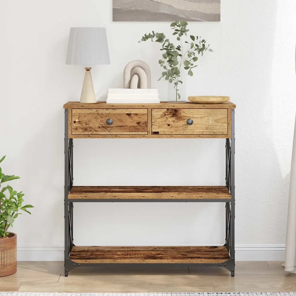 Tavolo Consolle con cassetto Legno vecchio 75 x 28 x 75 cm 863535