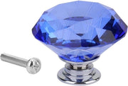 Maniglie di porta in vetro cristallo - Blu - Forma a Diamante - 1 pezzo vetro cristallo - Maniglia di carreggiata per cassetti.