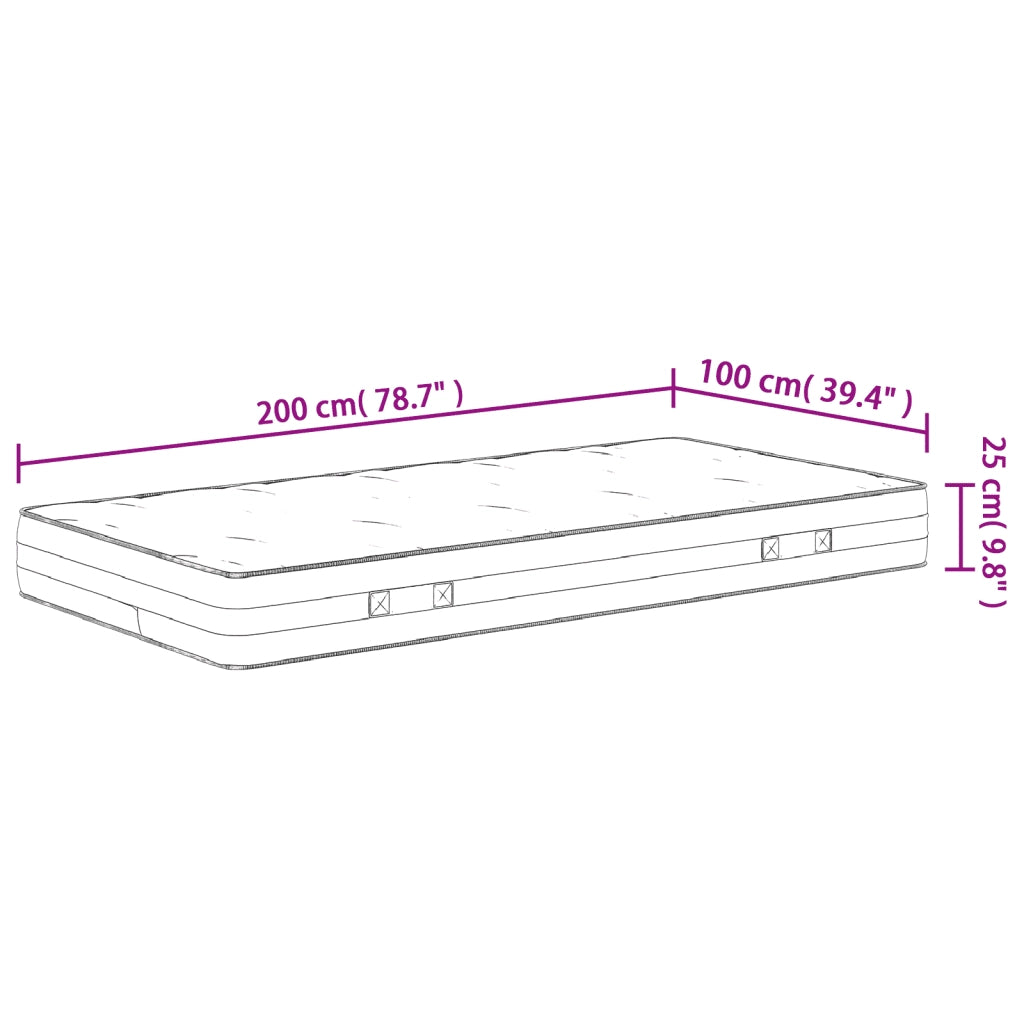 Materasso a Molle Insacchettate-Materasso per letto Medio Rigido 100x200 cm 311786