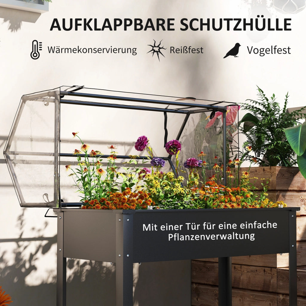 Letto da Giardino Rialzato con Copertura ¨C zephmum ¨C 100x48x124 cm Nero