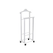 OWIJI Indossatore Appendiabiti Legno Faggio Rotelle Servo Muto Doppio Dimensioni 45 x 30 x 95 cm Appendiabiti Vestiti Camera Letto Cabina Armadio Unità: 1 Unità, Colore: Bianco