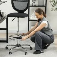 Sedia da Ufficio, Sedia da Lavoro, Sedia da Scrivania, regolabile in altezza, imbottita, Nero