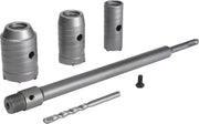 Set di perforazione per muri, tegoli e mattoni con corona SDS Plus 350 mm, diametri 30-40-50 mm, set di punte per muro, tegola e vetro, con denti in acciaio cementato.