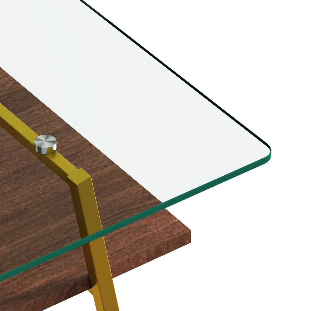 Tavolino da caffè 106x66x9 cm con piano in vetro temperato; base in MDF; rosa cipria e oro