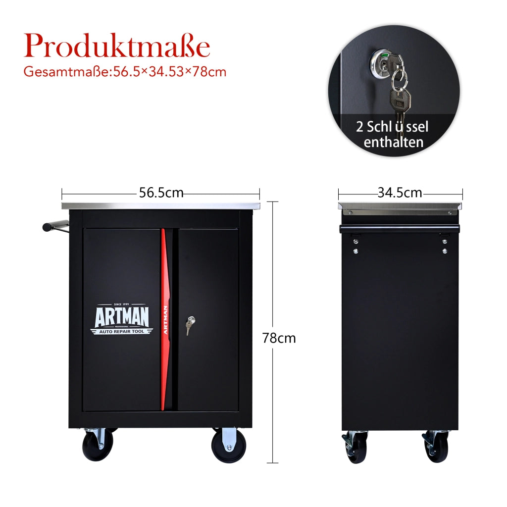 Carrello pieghevole a due ante con multiutensile ¨C Nero-Rosso
