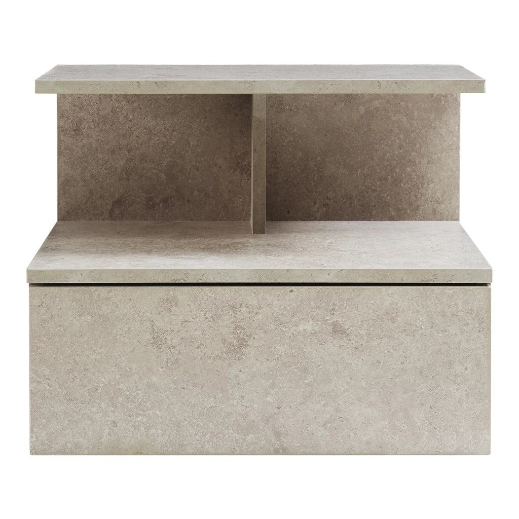 Comodino da Parete Amberg con Cassetto e Ripiani 40x35x31 cm - Effetto Cemento Chiaro [en.casa]