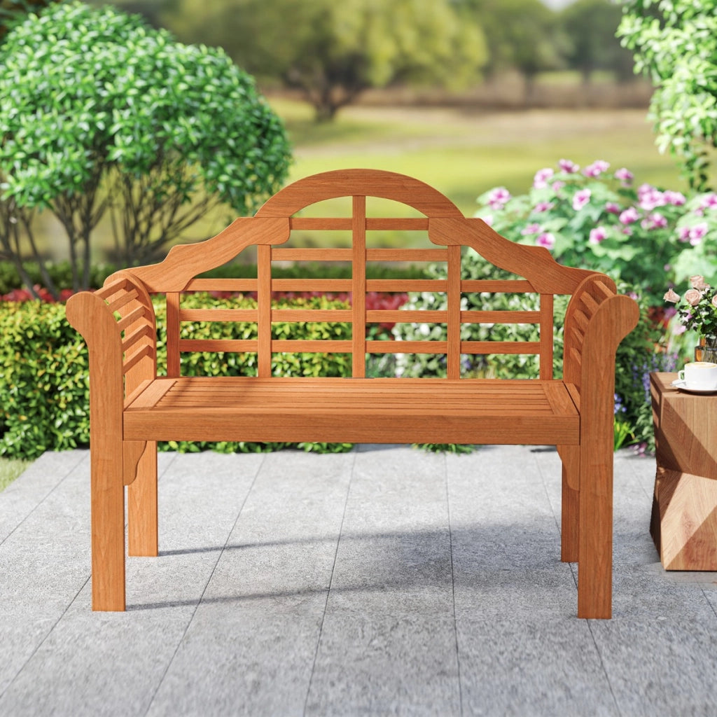Panca da giardino in legno massiccio pieghevole da 123cm, Panca pieghevole in legno per esterni Naturale-Panchine