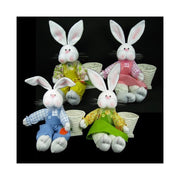 Trade Shop - Pupazzo Coniglio Con Vestito Seduto Con Cesto Addobbo Pasqua 41cm -