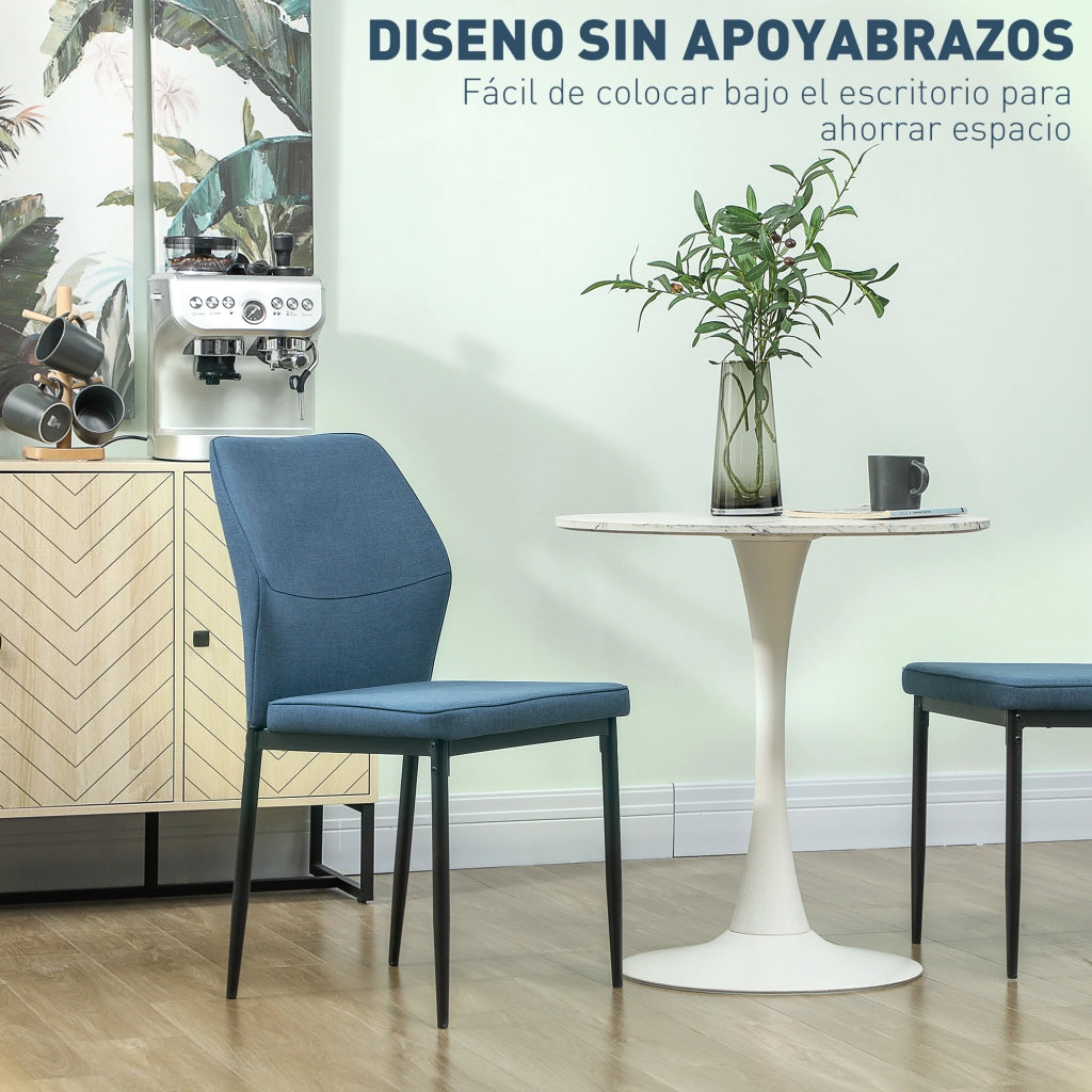 Set di 2 Sedie da Pranzo in Velluto con Schienale Curvo e Gambe in Metallo ¨C Zephmum ¨C Blu 45x57x86 cm